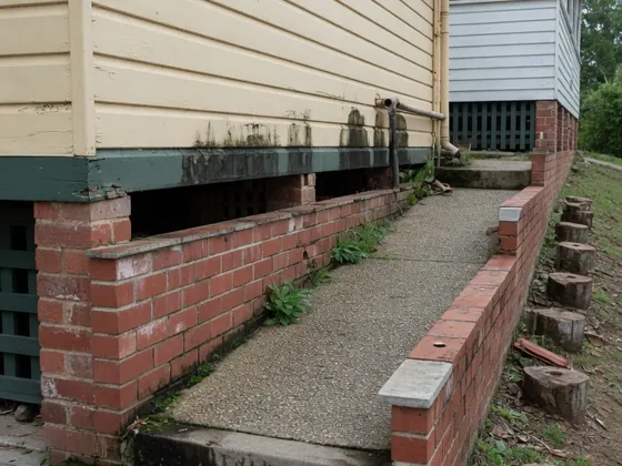Paths & retaining walls bridging damp — how lateral damp gets in, Brisbane Queenslander